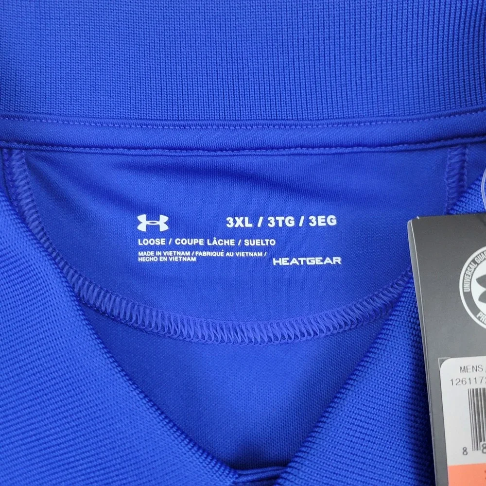Under Armour Polo Shirt Mens 3XL Blue HeatGear Performance‎ Brandeis Logo Golf